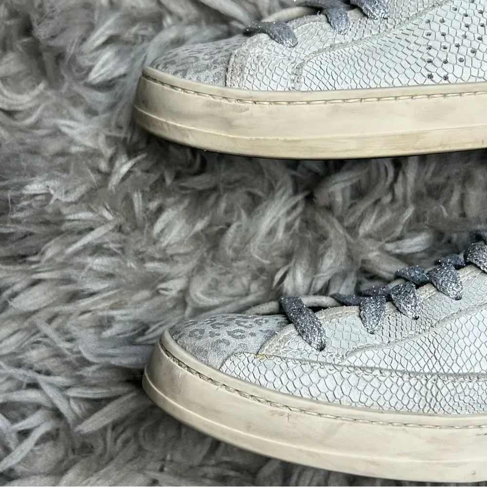P448 John leopard print lace up distressed sneakers women’s shoe size 7